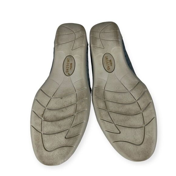 Earth Origins Shoes Size 9.5 M Blue Perforated Nubuck Scarf Slip On Flats Finley - Picture 6 of 7